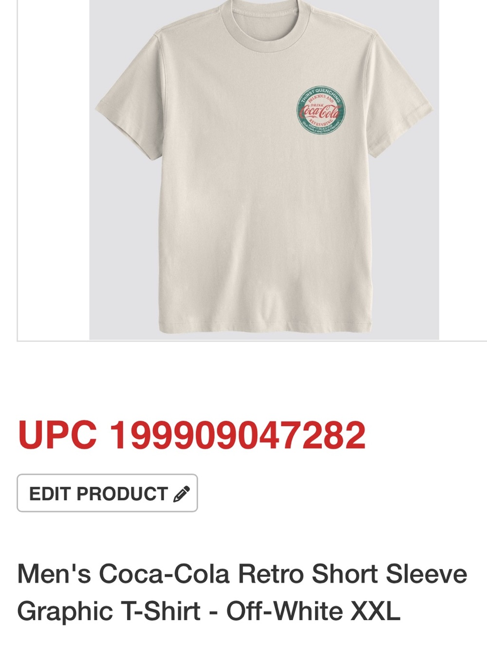 Coca Cola Cream Short Sleeve Tee with Green & Red Badge